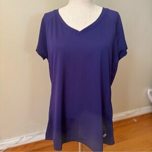 Prana V-neck Mesh Back Short Sleeve Top Purple L Activewear Athleisure Running